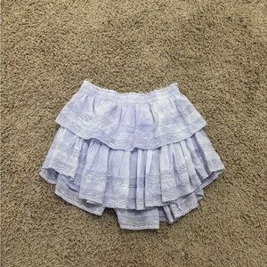 LoveShackFancy Lilac Tiered Mini Skirt
